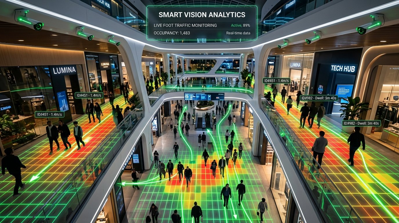 Robodeus Labs Real-Time Footfall Tracking, Trajectory Vectors and Anonymous Spatial Heatmap Analytics